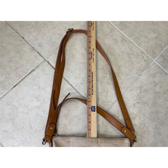 Fossil Amelia Hobo Linen /Faux Leather Shoulder Bag two different lengths straps - Picture 12 of 14